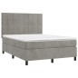 vidaXL Boxspringbett mit Matratze Hellgrau 140x190 cm Samt vidaXL Boxspringbett mit Matratze Hellgrau 140x190 cm Samt
