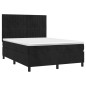 vidaXL Boxspringbett mit Matratze Schwarz 140x190 cm Samt vidaXL Boxspringbett mit Matratze Schwarz 140x190 cm Samt