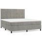vidaXL Boxspringbett mit Matratze Hellgrau 160x200 cm Samt vidaXL Boxspringbett mit Matratze Hellgrau 160x200 cm Samt
