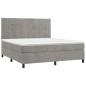 vidaXL Boxspringbett mit Matratze Hellgrau 160x200 cm Samt vidaXL Boxspringbett mit Matratze Hellgrau 160x200 cm Samt