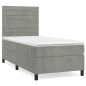 vidaXL Boxspringbett mit Matratze Hellgrau 100x200 cm Samt vidaXL Boxspringbett mit Matratze Hellgrau 100x200 cm Samt