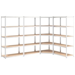 vidaXL Regale mit 5 Böden 4 Stk. Silbern Stahl & Holzwerkstoff