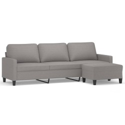 vidaXL 3-Sitzer-Sofa mit Hocker Hellgrau 210 cm Stoff