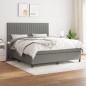 vidaXL Boxspringbett mit Matratze Dunkelgrau 160x200 cm Stoff vidaXL Boxspringbett mit Matratze Dunkelgrau 160x200 cm Stoff