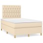 vidaXL Boxspringbett mit Matratze Creme 120x200 cm Stoff vidaXL Boxspringbett mit Matratze Creme 120x200 cm Stoff