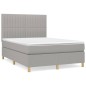 vidaXL Boxspringbett mit Matratze Hellgrau 140x190 cm Stoff vidaXL Boxspringbett mit Matratze Hellgrau 140x190 cm Stoff
