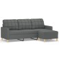 vidaXL 3-Sitzer-Sofa mit Hocker Dunkelgrau 180 cm Stoff vidaXL 3-Sitzer-Sofa mit Hocker Dunkelgrau 180 cm Stoff
