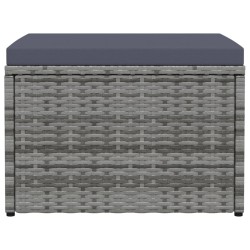 vidaXL Outdoor-Fußhocker mit Kissen Grau Polyrattan