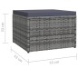 vidaXL Outdoor-Fußhocker mit Kissen Grau Polyrattan vidaXL Outdoor-Fußhocker mit Kissen Grau Polyrattan