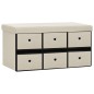 vidaXL Faltbare Sitzbank mit Stauraum Creme 76x38x38 cm Leinenoptik vidaXL Faltbare Sitzbank mit Stauraum Creme 76x38x38 cm Leinenoptik