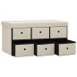 vidaXL Faltbare Sitzbank mit Stauraum Creme 76x38x38 cm Leinenoptik vidaXL Faltbare Sitzbank mit Stauraum Creme 76x38x38 cm Leinenoptik