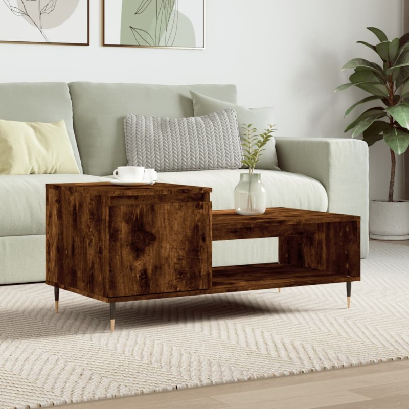 vidaXL Couchtisch Räuchereiche 100x50x45 cm Holzwerkstoff vidaXL Couchtisch Räuchereiche 100x50x45 cm Holzwerkstoff