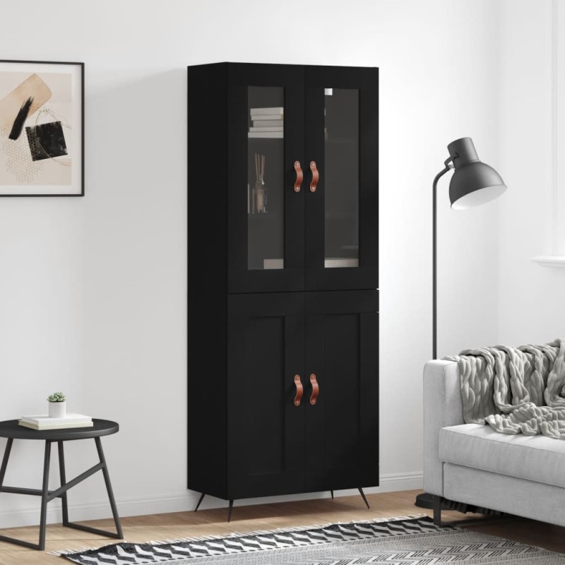 Highboard Schwarz 69,5x34x180 cm Holzwerkstoff Highboard Schwarz 69,5x34x180 cm Holzwerkstoff