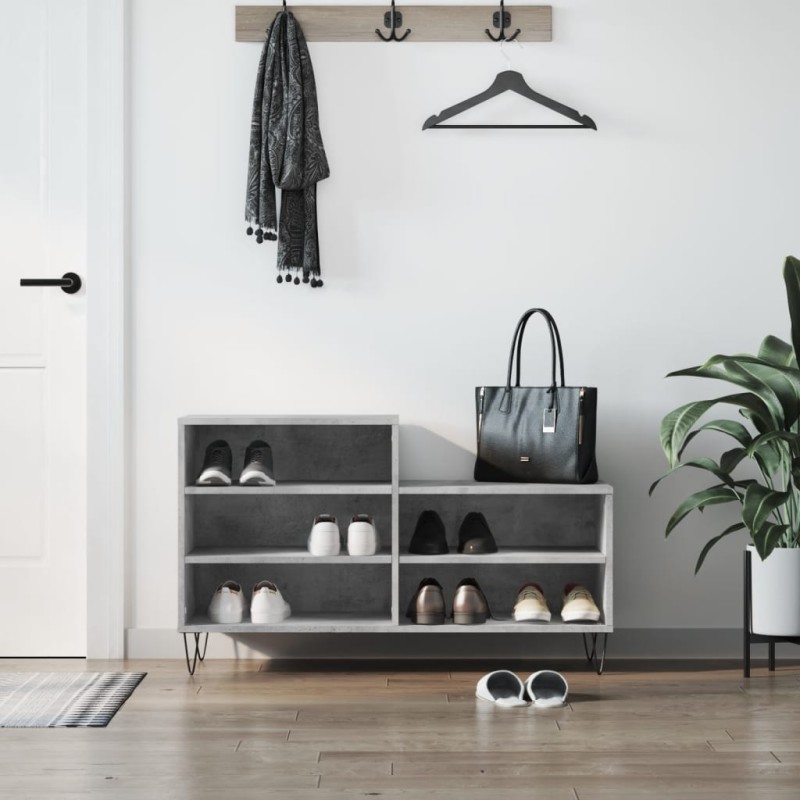 vidaXL Schuhregal Betongrau 102x36x60 cm Holzwerkstoff vidaXL Schuhregal Betongrau 102x36x60 cm Holzwerkstoff