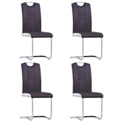 vidaXL Freischwinger 4 Stk. Braun Kunstleder 