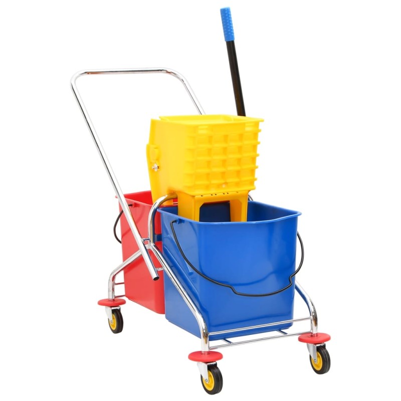 vidaXL Reinigungswagen mit Eimern und Presse PP & Verchromter Stahl vidaXL Reinigungswagen mit Eimern und Presse PP & Verchromter Stahl