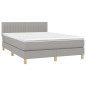 vidaXL Boxspringbett mit Matratze Hellgrau 140x190 cm Stoff vidaXL Boxspringbett mit Matratze Hellgrau 140x190 cm Stoff