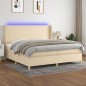 vidaXL Boxspringbett mit Matratze & LED Creme 200x200 cm Stoff vidaXL Boxspringbett mit Matratze & LED Creme 200x200 cm Stoff