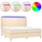 vidaXL Boxspringbett mit Matratze & LED Creme 200x200 cm Stoff vidaXL Boxspringbett mit Matratze & LED Creme 200x200 cm Stoff