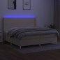 vidaXL Boxspringbett mit Matratze & LED Creme 200x200 cm Stoff vidaXL Boxspringbett mit Matratze & LED Creme 200x200 cm Stoff
