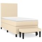vidaXL Boxspringbett mit Matratze Creme 100x200 cm Stoff vidaXL Boxspringbett mit Matratze Creme 100x200 cm Stoff