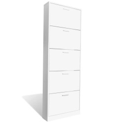 vidaXL Schuhschrank mit 5 Schuhkippern Weiß Holz