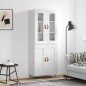 Highboard Hochglanz-Weiß 69,5x34x180 cm Holzwerkstoff Highboard Hochglanz-Weiß 69,5x34x180 cm Holzwerkstoff