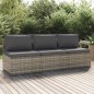 vidaXL Gartensofa 3-Sitzer mit Kissen Grau Poly Rattan vidaXL Gartensofa 3-Sitzer mit Kissen Grau Poly Rattan