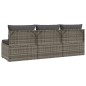 vidaXL Gartensofa 3-Sitzer mit Kissen Grau Poly Rattan vidaXL Gartensofa 3-Sitzer mit Kissen Grau Poly Rattan