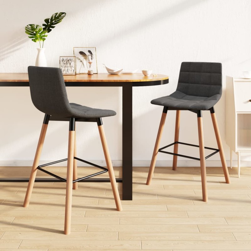 vidaXL Barhocker 2 Stk. Hellgrau Stoff vidaXL Barhocker 2 Stk. Hellgrau Stoff