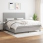vidaXL Boxspringbett mit Matratze Hellgrau 200x200 cm Stoff vidaXL Boxspringbett mit Matratze Hellgrau 200x200 cm Stoff