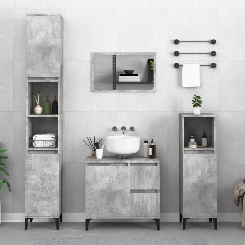 vidaXL Badschrank Betongrau 65x33x60 cm Holzwerkstoff vidaXL Badschrank Betongrau 65x33x60 cm Holzwerkstoff
