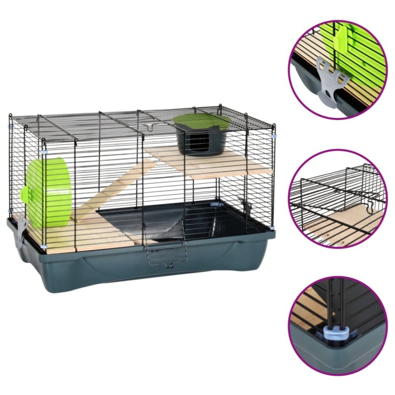 vidaXL Hamsterkäfig Grau 58x32x36 cm Polypropylen und Metall vidaXL Hamsterkäfig Grau 58x32x36 cm Polypropylen und Metall