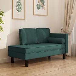 vidaXL Chaiselongue mit Kissen und Nackenrolle Dunkelgrün Stoff