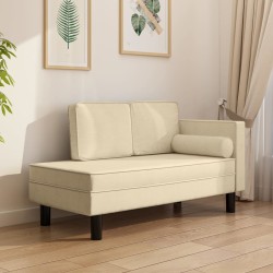 vidaXL Chaiselongue mit Kissen und Nackenrolle Creme Stoff
