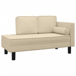 vidaXL Chaiselongue mit Kissen und Nackenrolle Creme Stoff