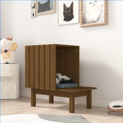 vidaXL Katzenhaus Honigbraun 60x36x60 cm Massivholz Kiefer