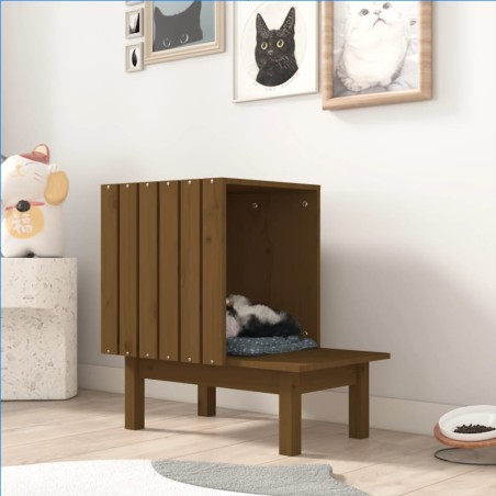 vidaXL Katzenhaus Honigbraun 60x36x60 cm Massivholz Kiefer