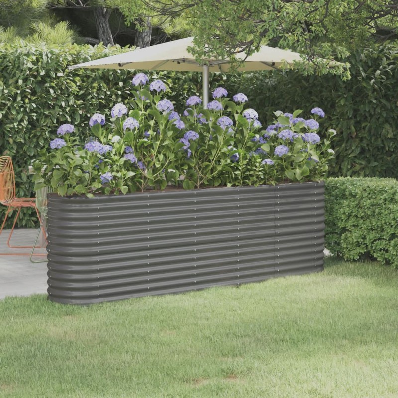 vidaXL Hochbeet Pulverbeschichteter Stahl 224x40x68 cm Grau vidaXL Hochbeet Pulverbeschichteter Stahl 224x40x68 cm Grau