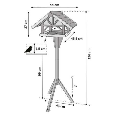 FLAMINGO Vogel-Futterhaus mit Ständer Vintro 44x45,5x126 cm Natur