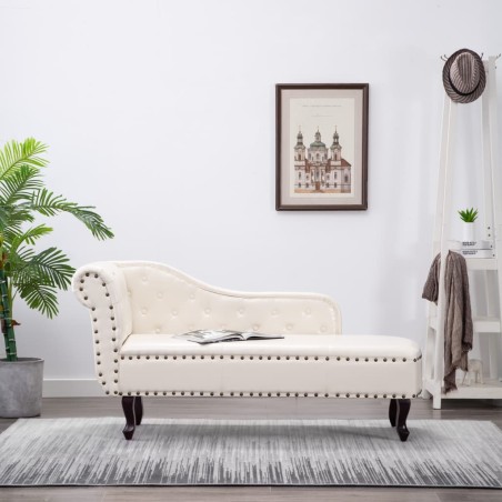 vidaXL Chaiselongue Creme Kunstleder 