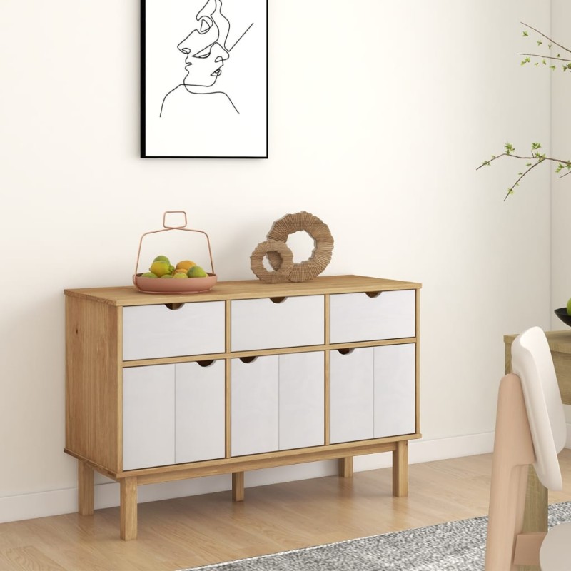 vidaXL Sideboard OTTA Braun&Weiß 114x43x73,5 cm Massivholz Kiefer vidaXL Sideboard OTTA Braun&Weiß 114x43x73,5 cm Massivholz Kiefer