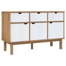 vidaXL Sideboard OTTA Braun&Weiß 114x43x73,5 cm Massivholz Kiefer