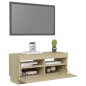 vidaXL TV-Schrank mit LED-Leuchten Sonoma-Eiche 80x35x40 cm vidaXL TV-Schrank mit LED-Leuchten Sonoma-Eiche 80x35x40 cm