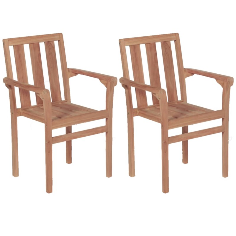 vidaXL Stapelbare Gartenstühle 2 Stk. Massivholz Teak vidaXL Stapelbare Gartenstühle 2 Stk. Massivholz Teak