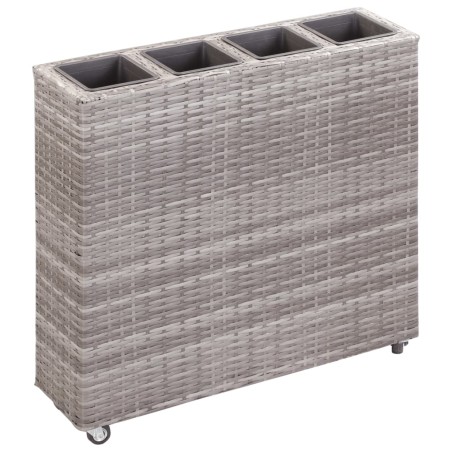 vidaXL Garten-Hochbeet mit 4 Töpfen 80x22x79 cm Poly Rattan Grau
