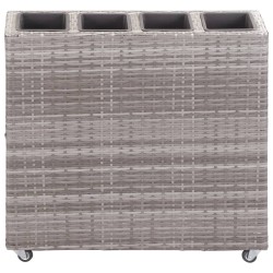 vidaXL Garten-Hochbeet mit 4 Töpfen 80x22x79 cm Poly Rattan Grau