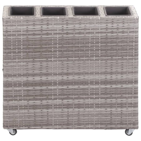 vidaXL Garten-Hochbeet mit 4 Töpfen 80x22x79 cm Poly Rattan Grau
