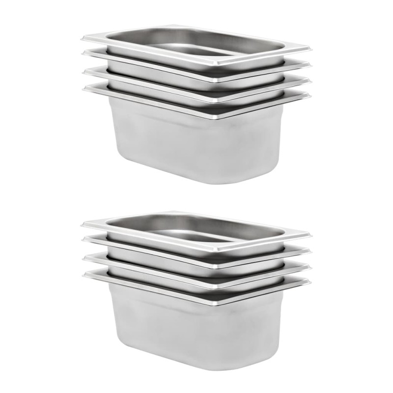 vidaXL Gastronormbehälter 8 Stk. GN 1/4 100 mm Edelstahl vidaXL Gastronormbehälter 8 Stk. GN 1/4 100 mm Edelstahl