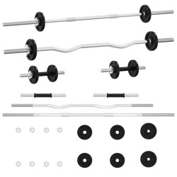 vidaXL Langhantel und Kurzhantel Set 30 kg Gusseisen